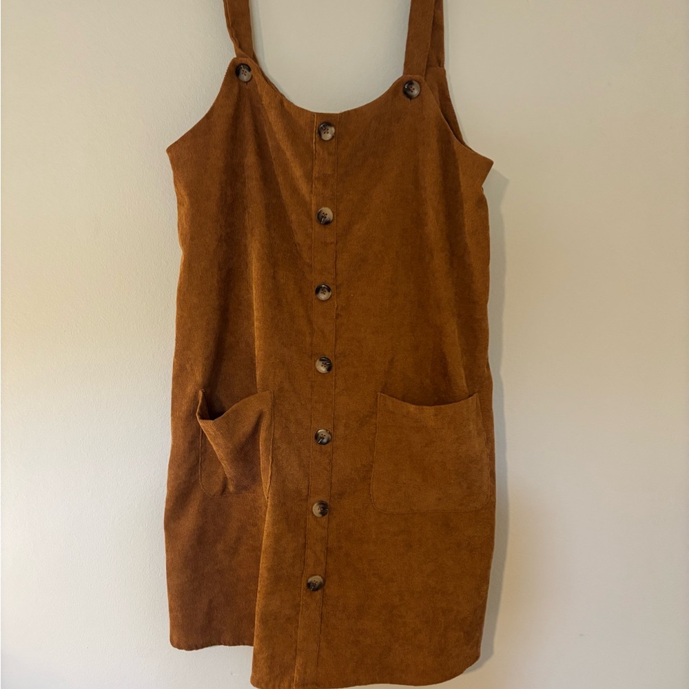 SHEIN Tan Button-Front Mini Dress